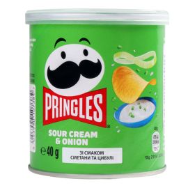 Хрустящие чипсы Pringles Sour Cream & Onion Принглс Сметана и Лук 40гр