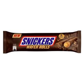 Вафельные рулетики Snickers  покрытые шоколадом и внутри крем Сникерс вафер ролл 24 гр