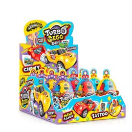 Жевательные конфеты Johny Beе с игрушкой Машинка в пластиковом яйце + тату (Turbo Egg)